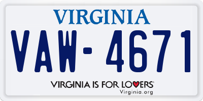 VA license plate VAW4671