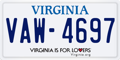 VA license plate VAW4697