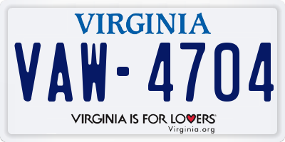 VA license plate VAW4704