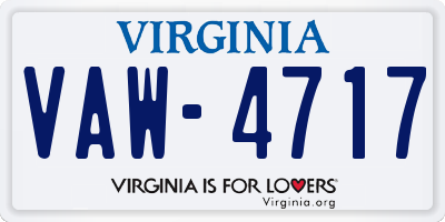 VA license plate VAW4717