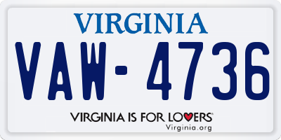 VA license plate VAW4736