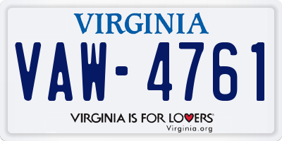 VA license plate VAW4761