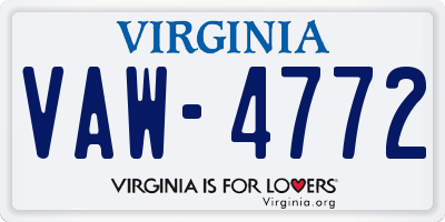 VA license plate VAW4772