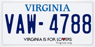 VA license plate VAW4788
