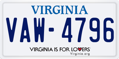 VA license plate VAW4796