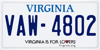VA license plate VAW4802