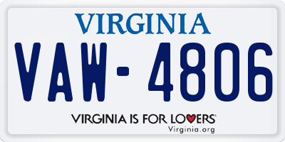 VA license plate VAW4806