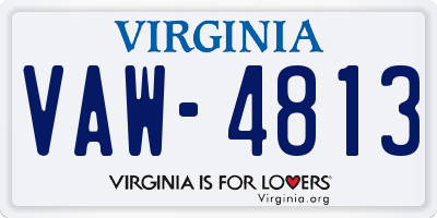 VA license plate VAW4813