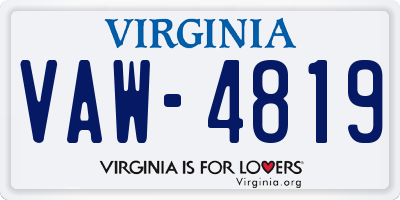 VA license plate VAW4819