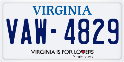 VA license plate VAW4829
