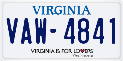 VA license plate VAW4841