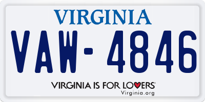 VA license plate VAW4846