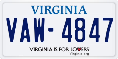 VA license plate VAW4847