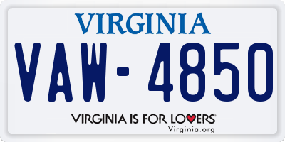 VA license plate VAW4850