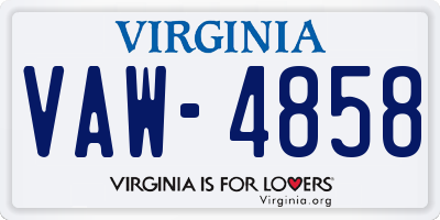 VA license plate VAW4858