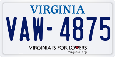 VA license plate VAW4875