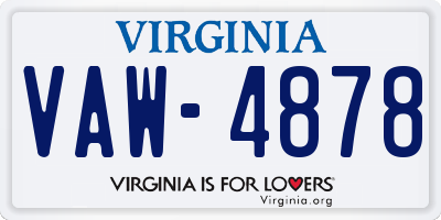 VA license plate VAW4878