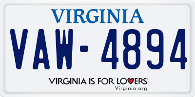VA license plate VAW4894