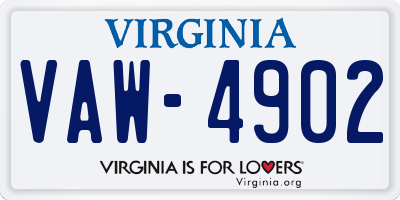 VA license plate VAW4902