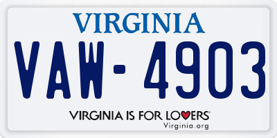 VA license plate VAW4903