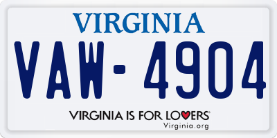 VA license plate VAW4904