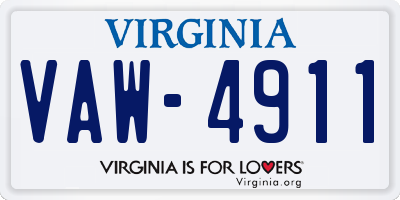 VA license plate VAW4911