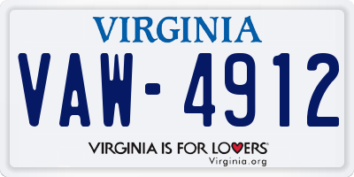 VA license plate VAW4912