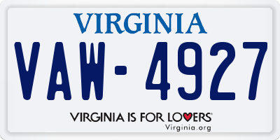 VA license plate VAW4927