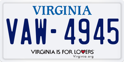 VA license plate VAW4945