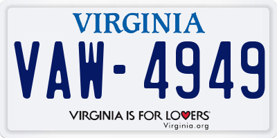 VA license plate VAW4949