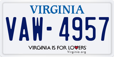 VA license plate VAW4957