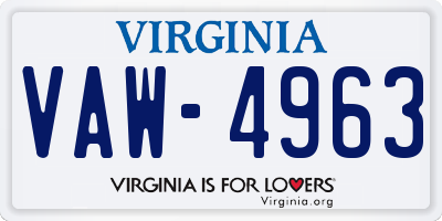 VA license plate VAW4963