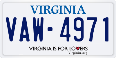 VA license plate VAW4971