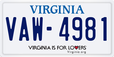 VA license plate VAW4981