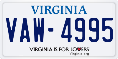 VA license plate VAW4995