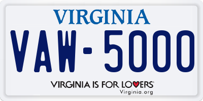 VA license plate VAW5000