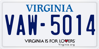 VA license plate VAW5014