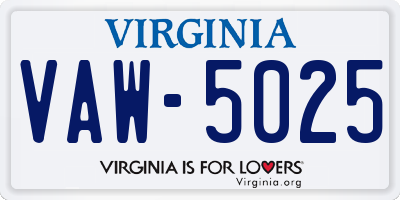 VA license plate VAW5025