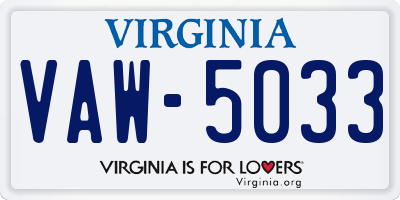 VA license plate VAW5033