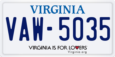 VA license plate VAW5035