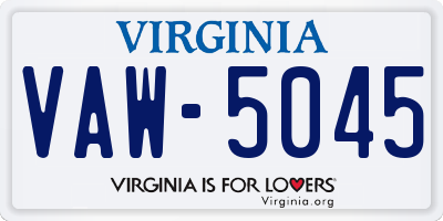 VA license plate VAW5045