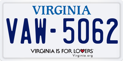 VA license plate VAW5062