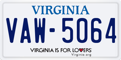 VA license plate VAW5064