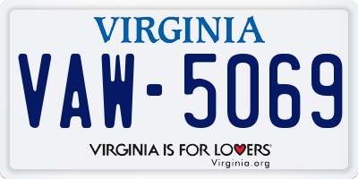 VA license plate VAW5069