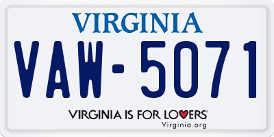 VA license plate VAW5071