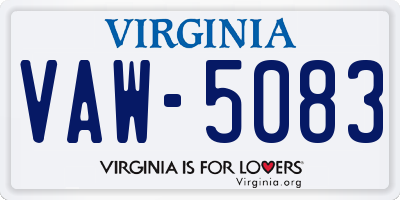 VA license plate VAW5083