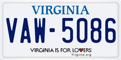 VA license plate VAW5086