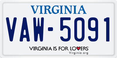 VA license plate VAW5091