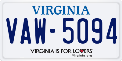 VA license plate VAW5094