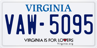 VA license plate VAW5095